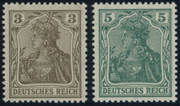 Dt. Reich 84IIb,85IId **, 1918, 3 Pf. Schwärzlichbraun Und 5 Pf. Bläulichgrün Kriegsdruck, Postfrisch, 2 Prachtwerte, Ge - Ongebruikt