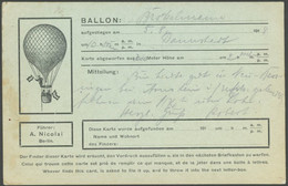 BALLON-FAHRTEN 1897-1916 8.5.1918, Berliner Verein Für Luftschifffahrt: Ballon Bröckelmann, Seltene Feldpost Ab Darmstad - Airplanes