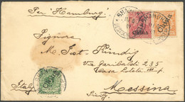 DP CHINA 2,5IIa,17 BRIEF, 1901, Mischfrankatur: 5 Und 25 Pf. Steiler Aufdruck Mit 10 Pf. Germania Auf Brief Von SHANGHAI - China (kantoren)