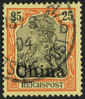 DP CHINA 19VI O, 1901, 25 Pf. Reichspost Mit Plattenfehler Klumpfuß, Pracht, Fotobefund Jäschke-L. - China (kantoren)