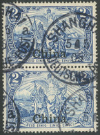 DP CHINA 25II/25I O, 1901, 2 M. Reichspost, Type II Und I Zusammen Im Senkrechten Paar, Pracht, Mi. 300.- - China (kantoren)