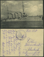 MSP VON 1914 - 1918 (Hilfsstreuminendampfer PRINZ ADALBERT), 22.10.1914, Violetter Briefstempel, Feldpost-Ansichtskarte  - Maritiem