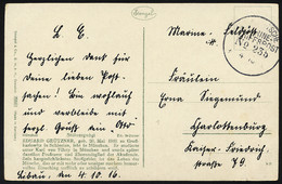 MSP VON 1914 - 1918 235 (2. Halbflottille Der Handelsschutzflottille), 4.10.1916, Feldpost-Künstlerkarte Nach Charlotten - Maritiem