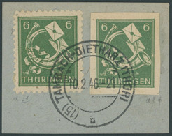 THÜRINGEN 95AXdtU BrfStk, 1945, 6 Pf. Schwärzlichopalgrün, Vollgummierung, Gelblichgraues Papier, Ungezähnt, Mit 6 Pf. Z - Andere & Zonder Classificatie