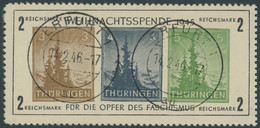 THÜRINGEN Bl. 1x O, 1945, Block Antifa, Weißes Kartonpapier, Type II, Pracht, Fotoattest Ströh, Mi. 1100.- - Andere & Zonder Classificatie