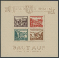 THÜRINGEN Bl. 4a **, 1946, Brückenblock, Type II, Postfrisch, Pracht, Mi. 450.- - Andere & Zonder Classificatie