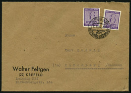 WEST-SACHSEN 117Xb BRIEF, 1945, 6 Pf. Dunkelrotviolett, Wz. 1X, 2x Auf Fernbrief, Seltene Mehrfachfrankatur, Pracht, Gep - Andere & Zonder Classificatie