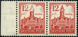 WEST-SACHSEN 155YI **, 1946, 12 Pf. Abschiedsserie, Wz, 1Y, Mit Abart Schnee Auf Turm, Im Waagerechten Paar Mit Normaler - Andere & Zonder Classificatie