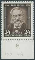 DDR 430I **, 1954, 24 Pf. Fitz Reuter Mit Abart Haarscheitel Retuschiert (Feld 49), Pracht, Mi. 200.- - Used Stamps