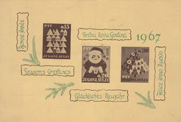 Yugoslavia Postcard 1967 New Year Neujahr Bonne Annee Felice Anno Nuovo Santa Claus - Cartes-maximum