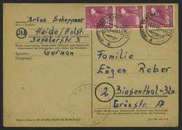 AMERIK. U. BRITISCHE ZONE 954Zf BRIEF, 22.6.1948, 40 Pf. Dunkelrosalila Im Dreierstreifen Als Mehrfachfrankatur Auf Port - Andere & Zonder Classificatie