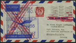 DEUTSCHE LUFTHANSA 29 BRIEF, 16.5.1955, London-München, Rückseitig L2 Auf Anordnung Der OPD München Kein Ankunftsstempel - Gebruikt