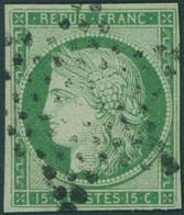 FRANKREICH 2a O, 1850, 15 C. Grün, Farbfrisches Prachtstück, Signiert Starauschek, Mi. 1200.- - Andere & Zonder Classificatie