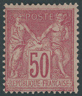 FRANKREICH 81I *, 1899, 50 C. Karmin Auf Rosa, Type I, Falzrest, Pracht, Mi. 250.- - Andere & Zonder Classificatie