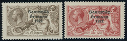 IRLAND 37/8II *, 1925, 2 Sc. 6 Pg. Und 2 Sc. Dreizeiliger Aufdruck In Grauschwarz, Falzrest, 2 Prachwerte - Andere & Zonder Classificatie