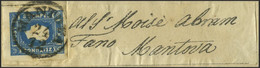 ÖSTERREICH 16a BRIEF, 1858, 1.05 Kr. Hellblau, Allseits Riesenrandiges Kabinettstück Mit Adresszettel Auf Vollständiger  - Gebruikt