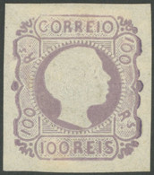 PORTUGAL 8 *, 1855, 100 R. Lila, Farbfrisch, Stärkere Falzreste, Feinst, Fotobefund Ehrig, Mi. 1000.- - Other & Unclassified