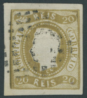 PORTUGAL 19 O, 1866, 20 R. Olivbraun, Pracht, Mi. 90.- - Other & Unclassified