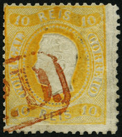 PORTUGAL 26 O, 1867, 10 R. Gelb Nur Mit Rotem P.D.-Stempel Entwertet, Feinst, R! - Used Stamps