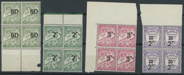 ALGERIEN P 18-20,24 VB **, Portomarken: 1927, 60 C. - 3 Fr. Und 2 Fr. Auf 10 C. Postauftragsmarken In Viererblocks, Post - Algerije (1962-...)