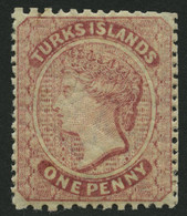 TURKS- UND CAICOS-INSELN 4 *, 1873, 1 P. Braunrosa, Fast Postfrisch, Pracht - Turks- En Caicoseilanden