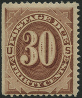 PORTOMARKEN P 6a *, Scott J 6, 1879, 30 C. Braun, Links Ungezähnt, Falzrest, Pracht, $ 350 - Unused Stamps