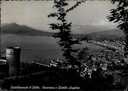 CASTELLAMMARE DI STABIA - PANORAMA E CASTELLO ANGIOINO - EDIZIONE RENZA - SPEDITA 1954 (9770) - Castellammare Di Stabia