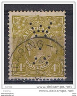 AUSTRALIA:  1926/28  GEORGE  V° -  4 P. USED  STAMP  -  P. 13 1/2 X 12 1/2  -  PERFIN  -  YV/TELL. 55 A - Perfin