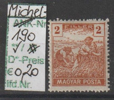 1916 - UNGARN - FM/DM "Schnitter" 2 F Ocker - ** Postfrisch - S. Scan  (hu 190  Magyar) - Unused Stamps