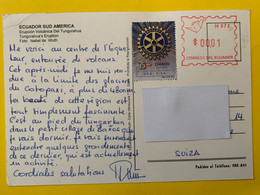 18018  -  Timbre Rotary 75 Anos 2001 + Cacahet Mécanique Rouge Sur Carte Pour Lausanne - Ecuador