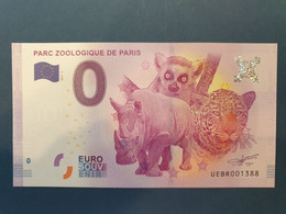 Billet Souvenir 0 Euros 2017 Parc Zoologique De Paris - Other