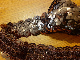 GALON RUBAN Paillettes Sequins 40 Mm Cuivre Marron Glacé COUTURE MERCERIE - Encajes Y Tejidos