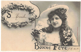 FANTAISIE FÊTES FEMMES ILLUSTRATEUR BERGERET : BONNE FÊTE DE ST EMILE - FEMME FRAU LADY VROUW FLEUR CHAPEAU - Bergeret