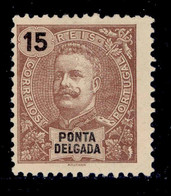 ! ! Ponta Delgada - 1897 D. Carlos 15 R - Af. 16 - No Gum - Ponta Delgada