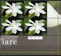 Polynésie Fr. 2014 - Fleur Le Tiare - Bloc De 4 Avec Coin Daté Neufs // Rares - Nuevos
