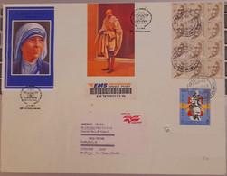 India 2008-2009 Beautiful Envelope Franked With Mahatma Gandhi Stamps EMS Registered SPEED POST Used MOTHER TERESA - Mother Teresa