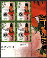Polynésie Fr. 2017 - Lions Club - Bloc De 4 Avec Coin Daté Neufs - Unused Stamps