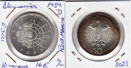 E3021 MONEDA ALEMANIA 10 MARCOS 1989D PLATA SIN CIRCULAR CON MANCHA 16 - Altri & Non Classificati