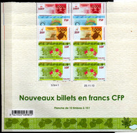 Polynésie Fr. 2014 - Nouveaux Billets En Francs CFP - Bloc De 4 Avec Coin Daté Neufs - Unused Stamps
