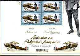 Polynésie Fr. 2017 - Avions, Aviation En Polynésie - Bloc De 4 Avec Coin Daté Neufs - Unused Stamps