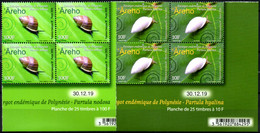 Polynésie Fr. 2020 - Escargots - Bloc De 4 Avec Coin Daté Neufs - Unused Stamps