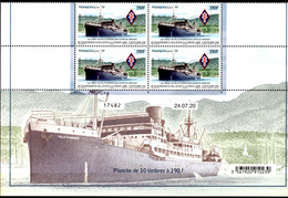 Polynésie Fr. 2020 - 80e Ann Du Ralliement A La France Libre - Bloc De 4 Avec Coin Daté Neufs - Unused Stamps