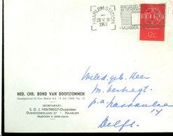 NEDERLAND * Briefomslag Uit 1959 Van BOND VAN DOOFSTOMMEN Te HAARLEM Naar DELFT (12.144v) - Lettres & Documents