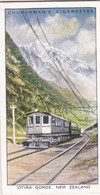 Wonderful Railway Travel, 1937 - 12 Otira Gorge, New Zealand - Churchman Cigarette Card - Trains - Churchman