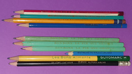 Lot 10 Anciens CRAYONS MINE - Publicité LA PIE QUI CHANTE , FRANCORUSSE , GUYOMARC'H , STOC - Etat D'usage - Vers 1960 - Stylos