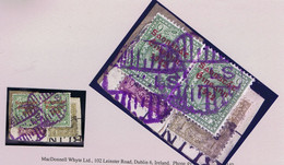 Ireland Parcel Post Meath 1922-23 Thom Saorstat 9d Pair On Piece Tied Violet Circular KELLS Parcels Cancel - Usati