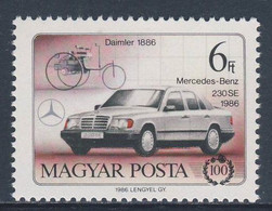 Hungary Ungarn 1986 Mi 3833 A YT 3046 SG 3706 ** Benz-Motorwagen (1885)+ Mercedes-Benz 230 E (1986) (fehlerhaft SE) - Oddities On Stamps