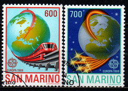 SAN MARINO - 1988 - EUROPA UNITA: MEZZI DI COMUNICAZIONE E DI TRASPORTO - USATI - Gebruikt