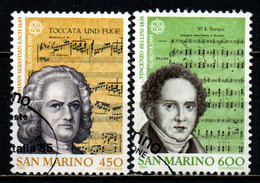 SAN MARINO - 1985 - EUROPA UNITA: ANNO MONDIALE DELLA MUSICA - J. S. BACH E VINCENZO BELLINI - USATI - Usati