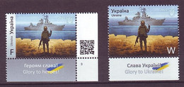 UKRAINE 2022. RUSSIAN WARSHIP, GO...! Set Of 2 Stamps With Bottom Borders Mi-Nr. 2029-30. MNH (**) - Ucrania